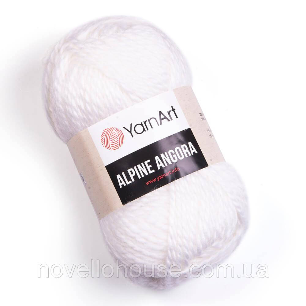 Yarnart ALPINE ANGORA (Альпін Ангора) № 330 білий (Напіввовняна пряжа, нитки для в'язання)