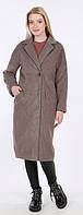Пальто женское коричневое клетка с карманами кашемир средней длины Актуаль 045, 50