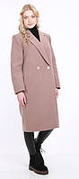 Пальто свободного кроя женское мокко однотонный с поясом кашемир средней длины Актуаль 009, 46