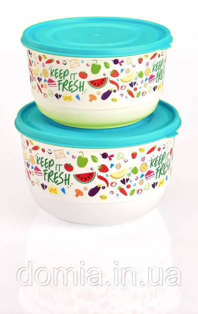 Набор круглых контейнеров для продуктов 2 шт., UCSAN plastik Турция, 1.8л + 2.6л, M-1432