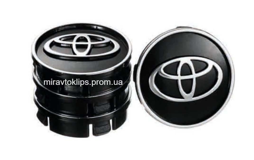 Заглушки колісного диска Toyota 60x55 чорний ABS пластик, комплект 4 шт.