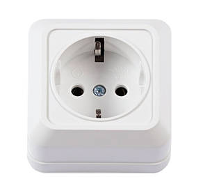 Розетка наруч. устан. 1-я c з/к біла IP20