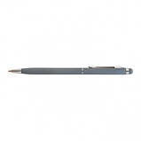 Ручка стилус кулькова тонка металева STELA soft touch для лазерного гравіювання логотипу Сірий, фото 2