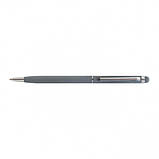 Ручка стилус кулькова тонка металева STELA soft touch для лазерного гравіювання логотипу Сірий, фото 3