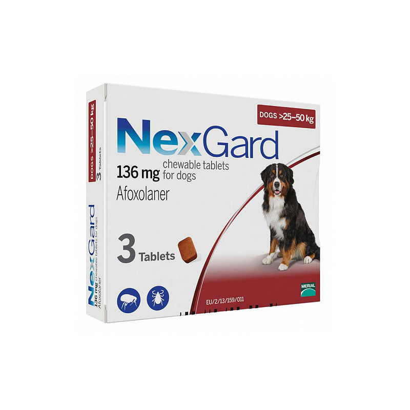 Merial NexGard (Нексгард) Таблетки від бліх і кліщів для собак вагою від 25 до 50 кг упак/3 шт.