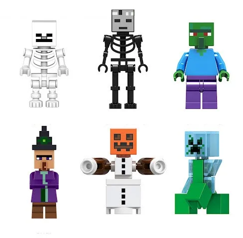 Фигурки Minecraft майнкрафт Скелет-иссушитель Зомби Сельский житель ...