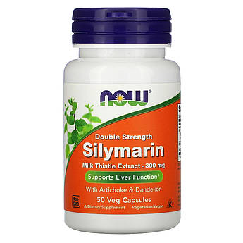 Силімарин подвійний концентрації 300 мг Now Foods для печінки 50 вегетаріанських капсул