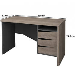 Прямий комп'ютерний стіл із правою тумбою Intarsio Connect 4 130х62см кольору дуб сонома трюфель антрацит