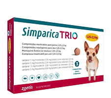 Simparica Trio Таблетки для собак від бліх, кліщів і глистів 1,25 -2,5 кг упак/3 шт.