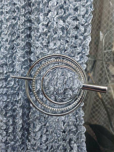 Шпилька для штор ниток кругла сріблястий глянцевий/матовий з одним рядом каменів міцний пластик