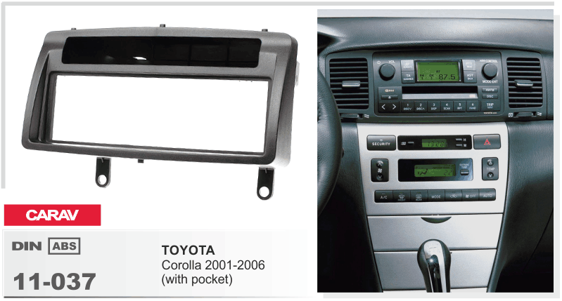 1-DIN переходная рамка TOYOTA Corolla 2001-2006 w/pocket, CARAV 11-037 - фото 1 - id-p250771482