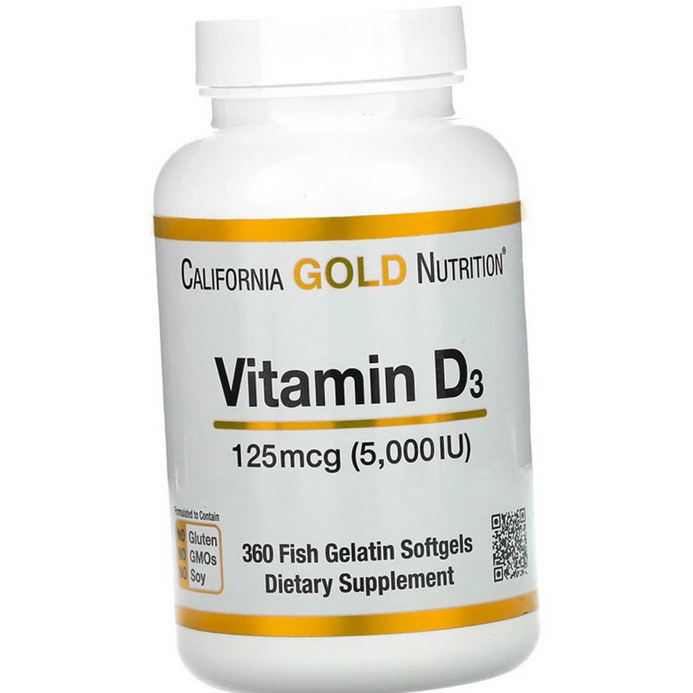 Вітамін Д3 5000 California Gold Nutrition Vitamin D3 125 mcg 5,000 IU 360 гел капс