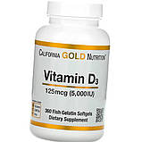 Вітамін Д3 5000 California Gold Nutrition Vitamin D3 125 mcg 5,000 IU 360 гел капс, фото 3