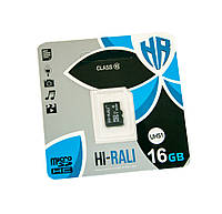 Карта памяти для телефона, фотоаппарата HI-RALI 16 GB (UHS-1) class 10, microSDHC карта для планшета (GK)
