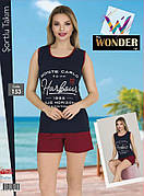 Комплект майка з шортами якість бавовна з лайкрою т. м Miss Wonder life Туреччина № 153