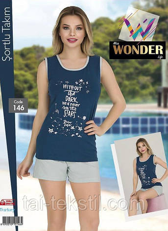 Комплект майка з шортами якість бавовна з лайкрою т. м Miss Wonder life Туреччина № 146, фото 2