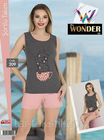 Комплект майка з шортами якість бавовна з лайкрою т. м Miss Wonder life Туреччина № 209, фото 2