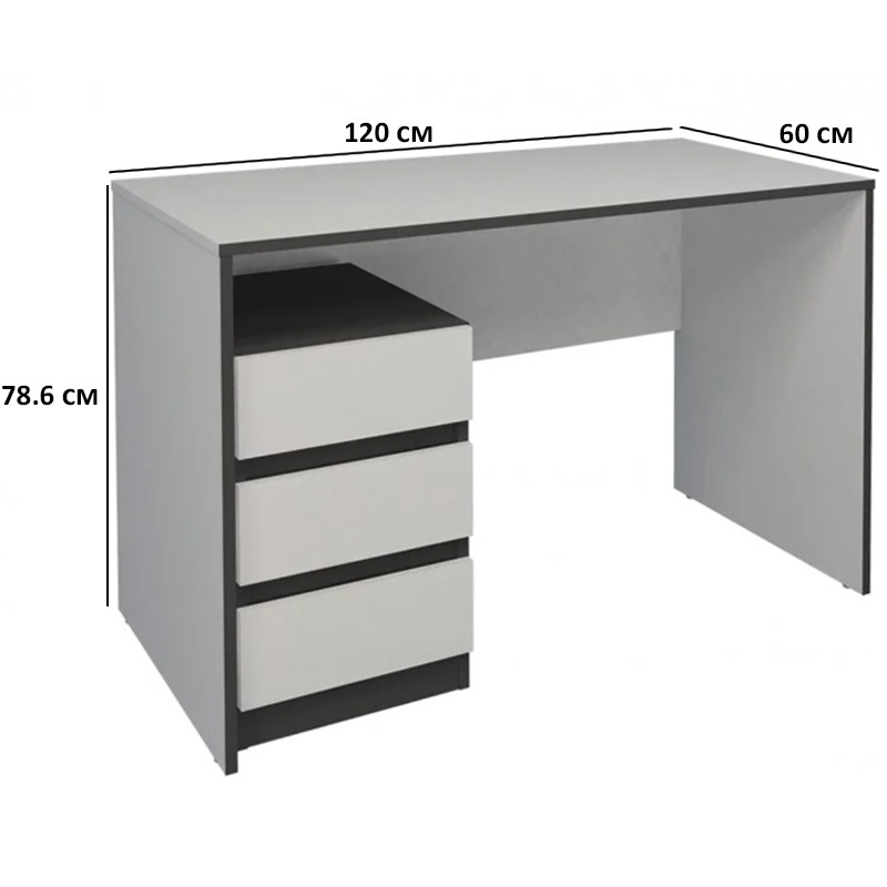 Комп'ютерний стіл із лівою тумбою Intarsio Vector 120х60см кольору біла аляска з чорними вставками для офісу, фото 1