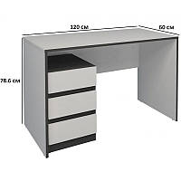 Комп'ютерний стіл із лівою тумбою Intarsio Vector 120х60см кольору біла аляска з чорними вставками для офісу