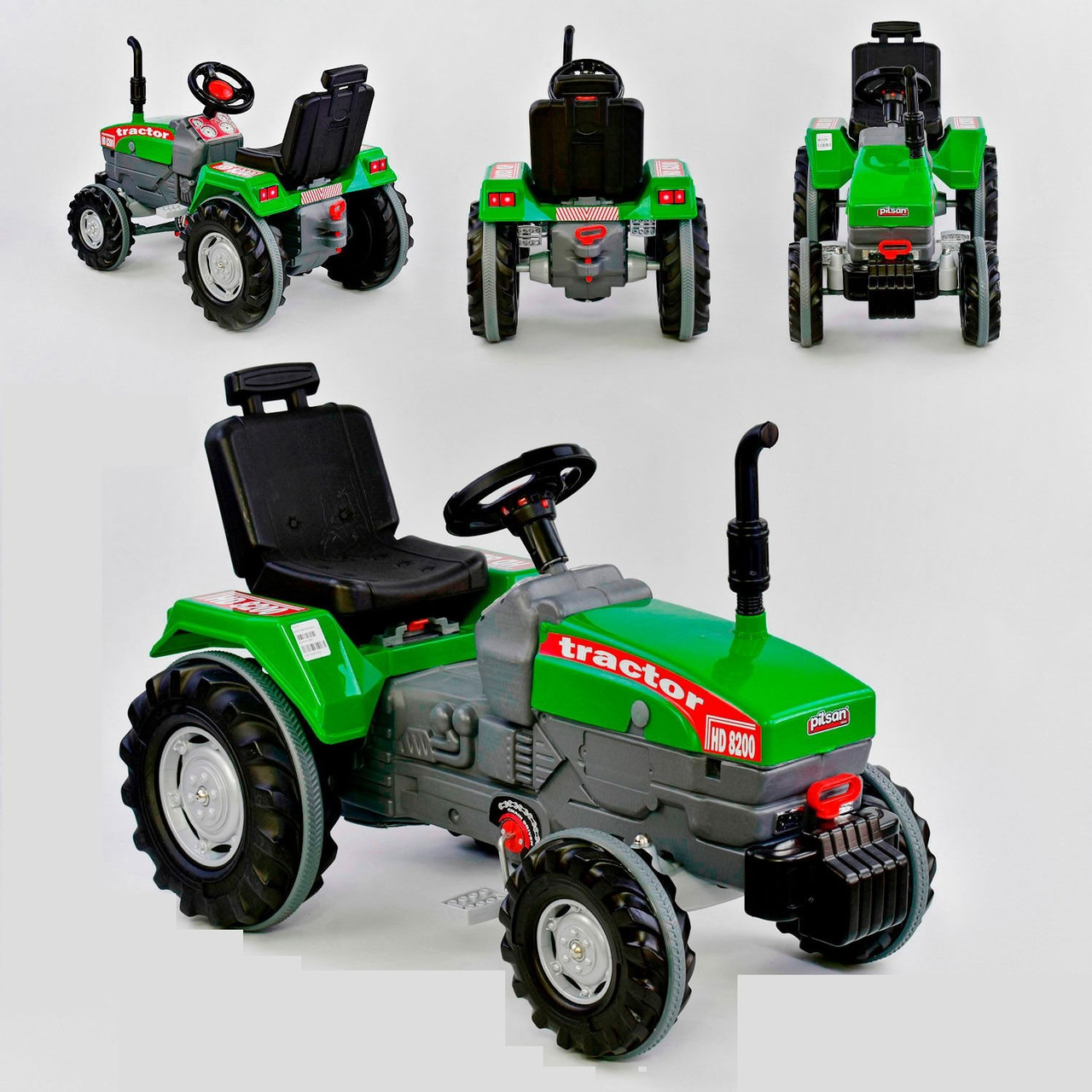 Педальный трактор Pilsan 07-294 прорезиненные колеса, регулируемое сидение, клаксон на руле, цвет зеленый