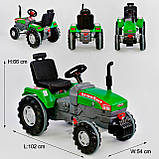 Педальный трактор Pilsan 07-294 прорезиненные колеса, регулируемое сидение, клаксон на руле, цвет зеленый, фото 2