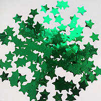 Конфетти-Метафан Зелёные Звёзды 2.5 см. Конфетти на праздник, Конфетти для декора (100 грамм)