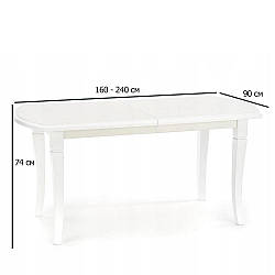Обідній розсувний прямокутний стіл Halmar Fryderyk 160-240х90 см білий для вітальні на чотирьох ніжках