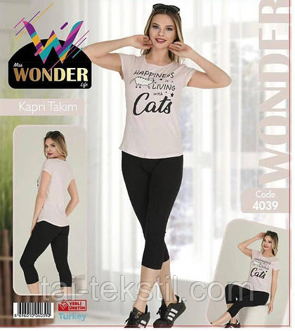 Комплект футболки і лосини якість бавовни з лайкрой т. м. Miss Wonder life Туреччина No 4039, фото 2