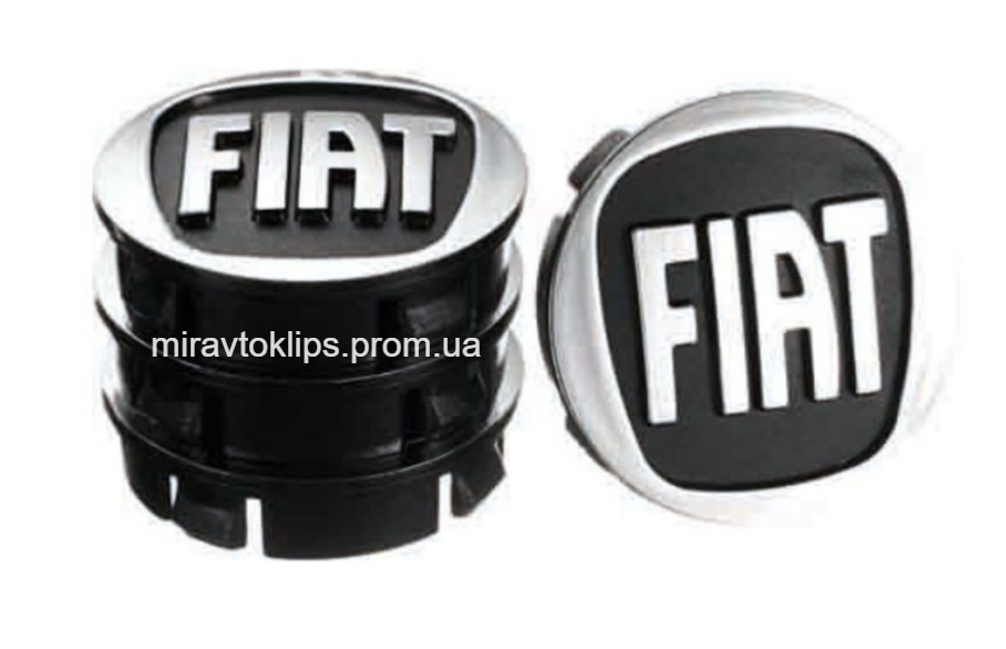 Заглушки колісного диска Fiat 60x55 чорний ABS пластик, комплект 4 шт.