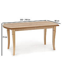 Обідній розсувний прямокутний стіл Halmar Fryderyk 160-240х90 см дуб крафт для вітальні на чотирьох ніжках