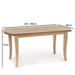 Обідній розсувний прямокутний стіл Halmar Fryderyk 160-240х90 см дуб крафт для вітальні на чотирьох ніжках