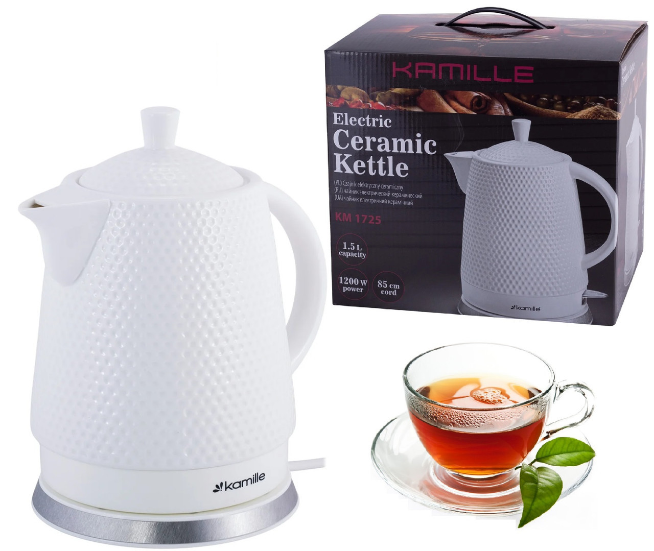 Чайник електричний, керамічний, 1.5 л. KM-1725, фото 1