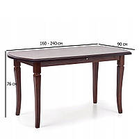 Обідній розсувний прямокутний стіл Halmar Fryderyk 160-240х90 см темний горіх для вітальні на чотирьох ніжках