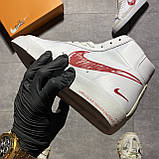 Чоловічі / жіночі кросівки Nike Blazer Mid '77 White Red Sketch, унісекс білі шкіряні кросівки найк блейзер мід, фото 3