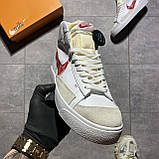 Чоловічі / жіночі кросівки Nike Blazer Mid '77 White Red Sketch, унісекс білі шкіряні кросівки найк блейзер мід, фото 5