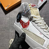 Чоловічі / жіночі кросівки Nike Blazer Mid '77 White Red Sketch, унісекс білі шкіряні кросівки найк блейзер мід, фото 6