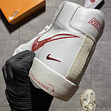 Чоловічі / жіночі кросівки Nike Blazer Mid '77 White Red Sketch, унісекс білі шкіряні кросівки найк блейзер мід, фото 8
