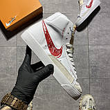 Чоловічі / жіночі кросівки Nike Blazer Mid '77 White Red Sketch, унісекс білі шкіряні кросівки найк блейзер мід, фото 2