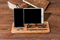Деревянный органайзер подставка для телефона и планшета «Офисный набор»