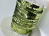 Декоративна тасьма паєтки на нитці, зелені для рукоділля, пошиття одягу, виробів., фото 4