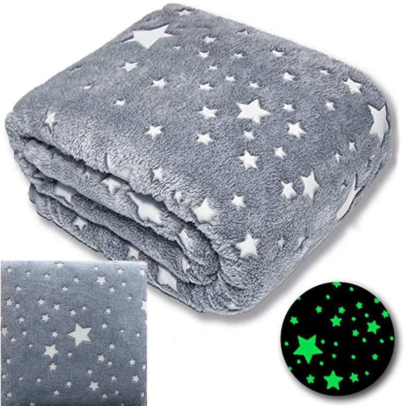 Світний плед 150х120 см Magic Blanket, Сірий/Флісовий теплий плед світиться в темряві/Місяче покривало