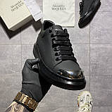 Жіночі кросівки Alexander McQueen Total Black Metal, чорні шкіряні кросівки александр макквін, фото 5