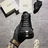 Жіночі кросівки Alexander McQueen Total Black Metal, чорні шкіряні кросівки александр макквін, фото 9