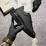 Жіночі кросівки Alexander McQueen Total Black Metal, чорні шкіряні кросівки александр макквін, фото 2