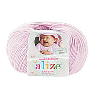 Пряжа детская BABY WOOL ALIZE 40% - шерсть; 20% - бамбук; 40% - акрил сиреневая пудра № 275