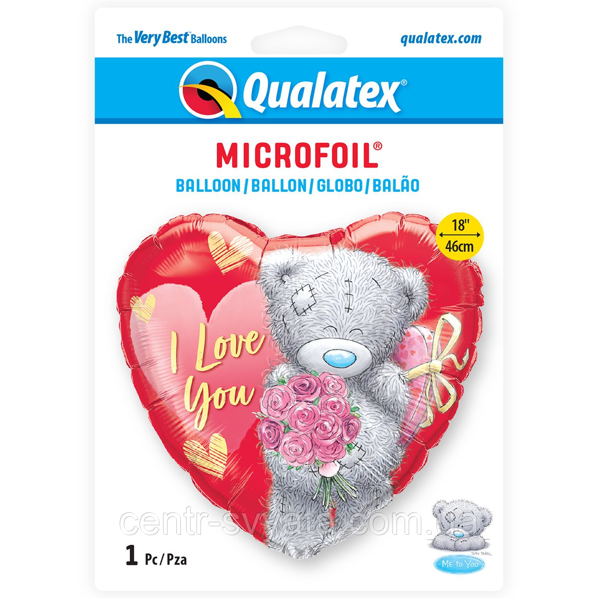 Фольгированный шарик Qualatex 18" (45 см) Сердце I love you Медвежонок Тедди с букетом - фото 2 - id-p1571031867