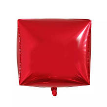 Куля фольгований 4D куб червоний