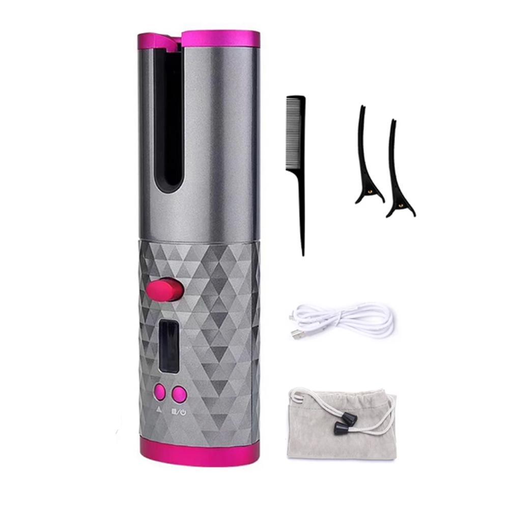 Бездротова плойка для завивання волосся Ramindong Hair curler RD-060 Сіра з рожевим