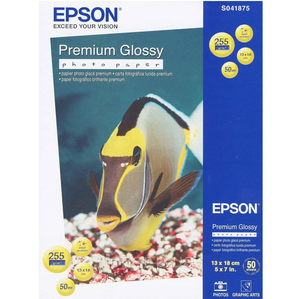 Фотопапір Epson Premium Glossy Photo Paper Глянсовий 255 г/м кв, 13х18см, 50 л (C13S041875) - фото 2 - id-p1571037821