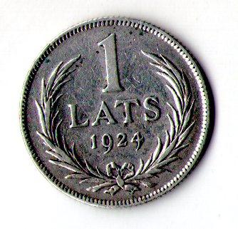 Латвія 1 лат 1924 р. "Перша Республіка (1922 - 1940)" срібло №832